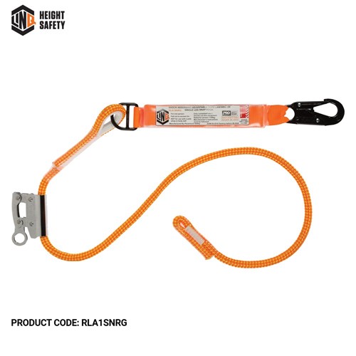 Single Leg 2M Shock Absorb Adjustable Rope Lanyard with Hardware SN & RG